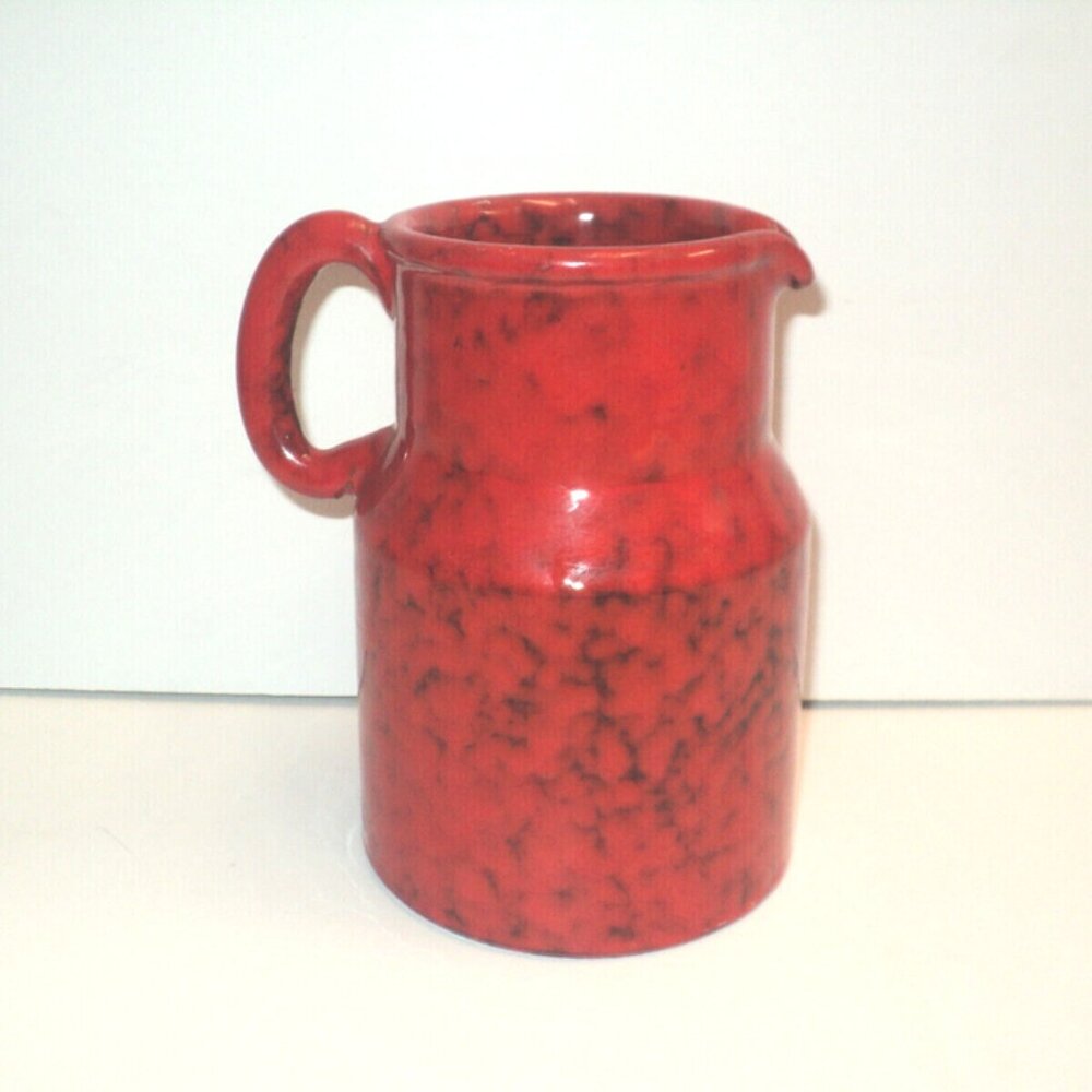 Vintage Peasant Village Italy Pottery Pitcher Red Black Mottled 6" H 66328 1970